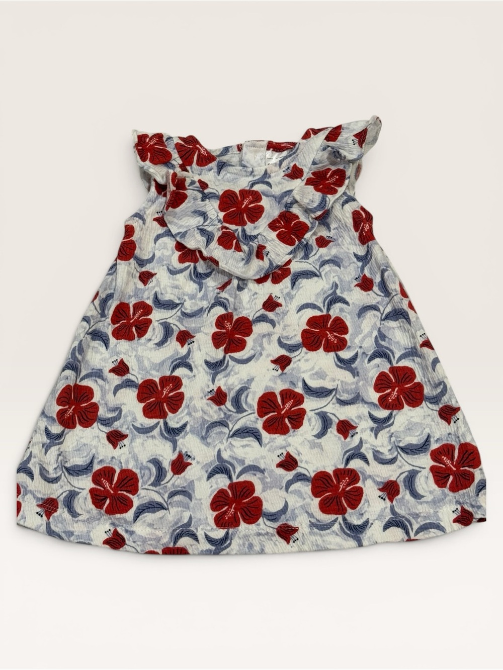 NWOT Carter’s Baby Girl Red Hibiscus Ruffle Dress 9M 4th of July Beach
